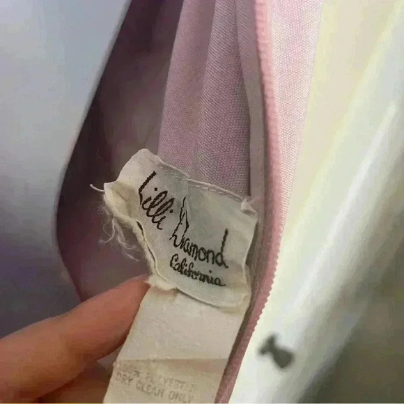 Vintage 70s Lilli Diamond Pink Gown Long Sleeve Embroidered Maxi Dress Small - Picture 2 of 13